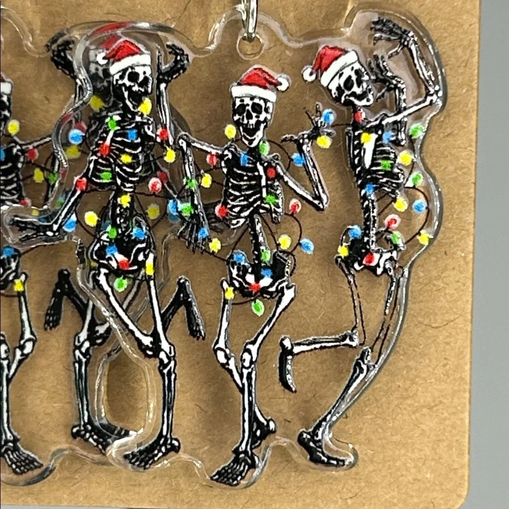 Acrylic Christmas Dancing Skeletons Design Earrings Fashion Jewelry